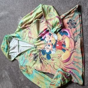 Disneyland Minnie and Mickey rhinestone embellished hooded top